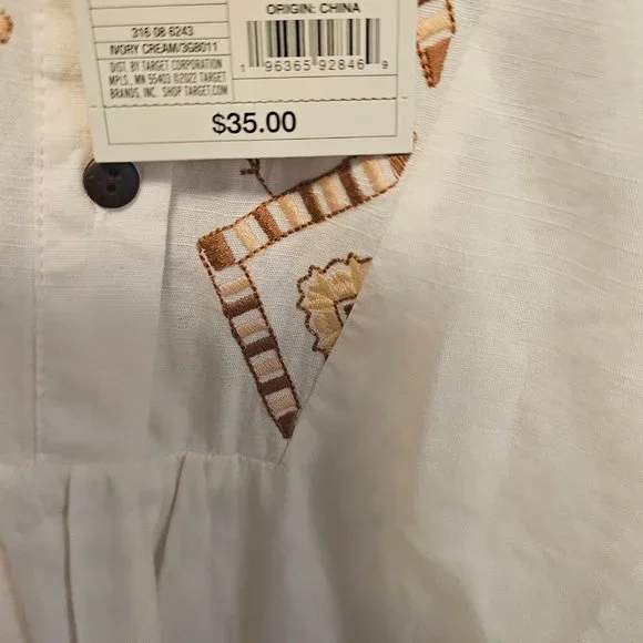 WOMENS BISHOP 3/4 SLEEVE EMBROIDERED BLOUSE- KNOX ROSE CREAM XL - Picture 4 of 6